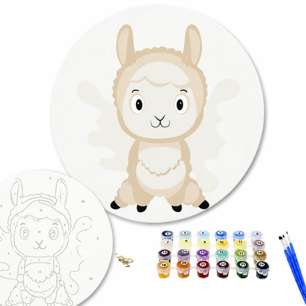 Pictură pe numere d20 сm (fără cutie) – alpaca veselă 2