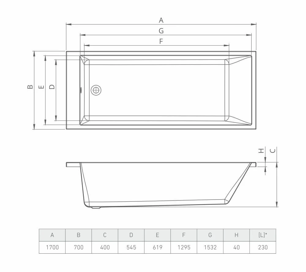 Ванна прямоугольная bonito home grande 2 1700x700 акрил 3