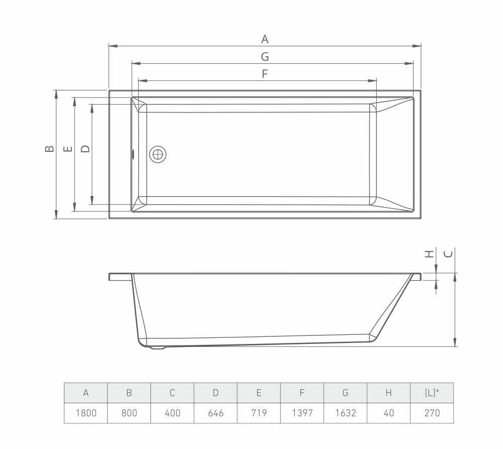 Ванна прямоугольная bonito home grande 2 1800x800 акрил 4