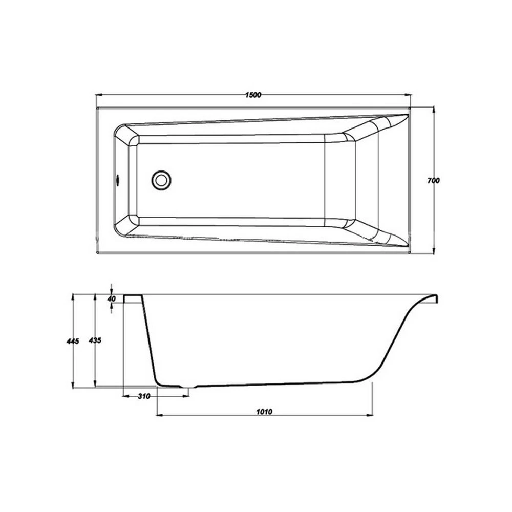 Ванна прямоугольная cersanit balinea 1500x700 акрил белый 6