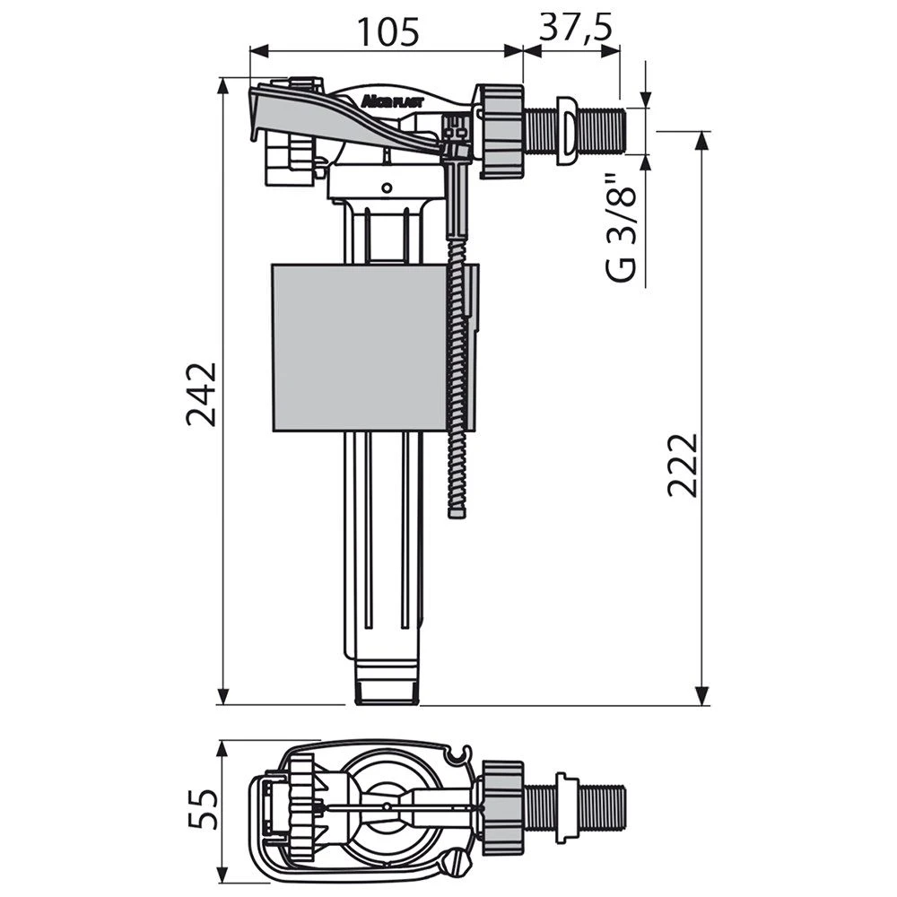 Flotor alca a160 3/8" alimentație laterală metal 2