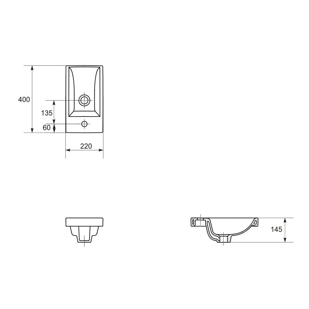 Lavoar aplicat cersanit como 400x220x145 4