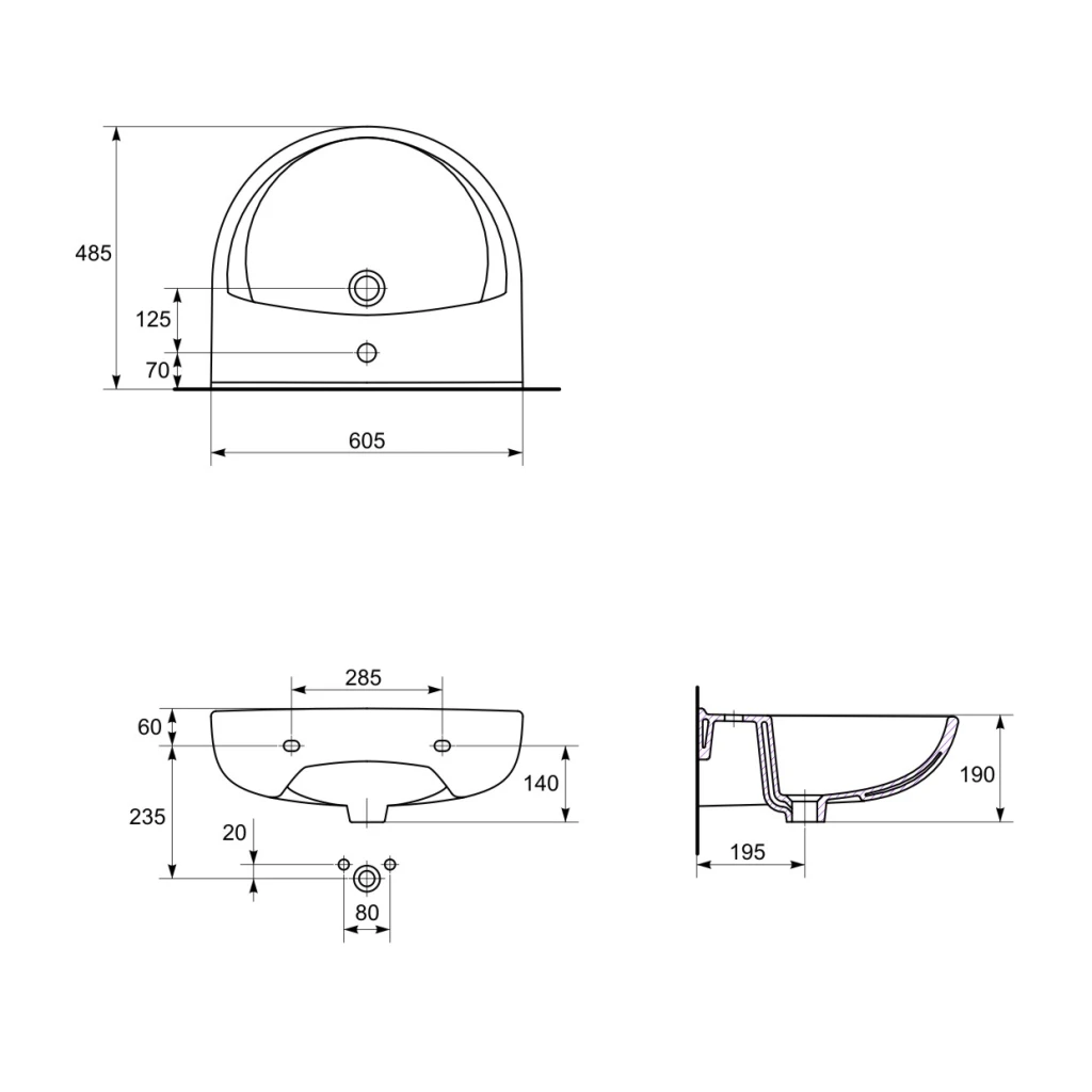 Lavoar suspendat cersanit president 605x485x190 4