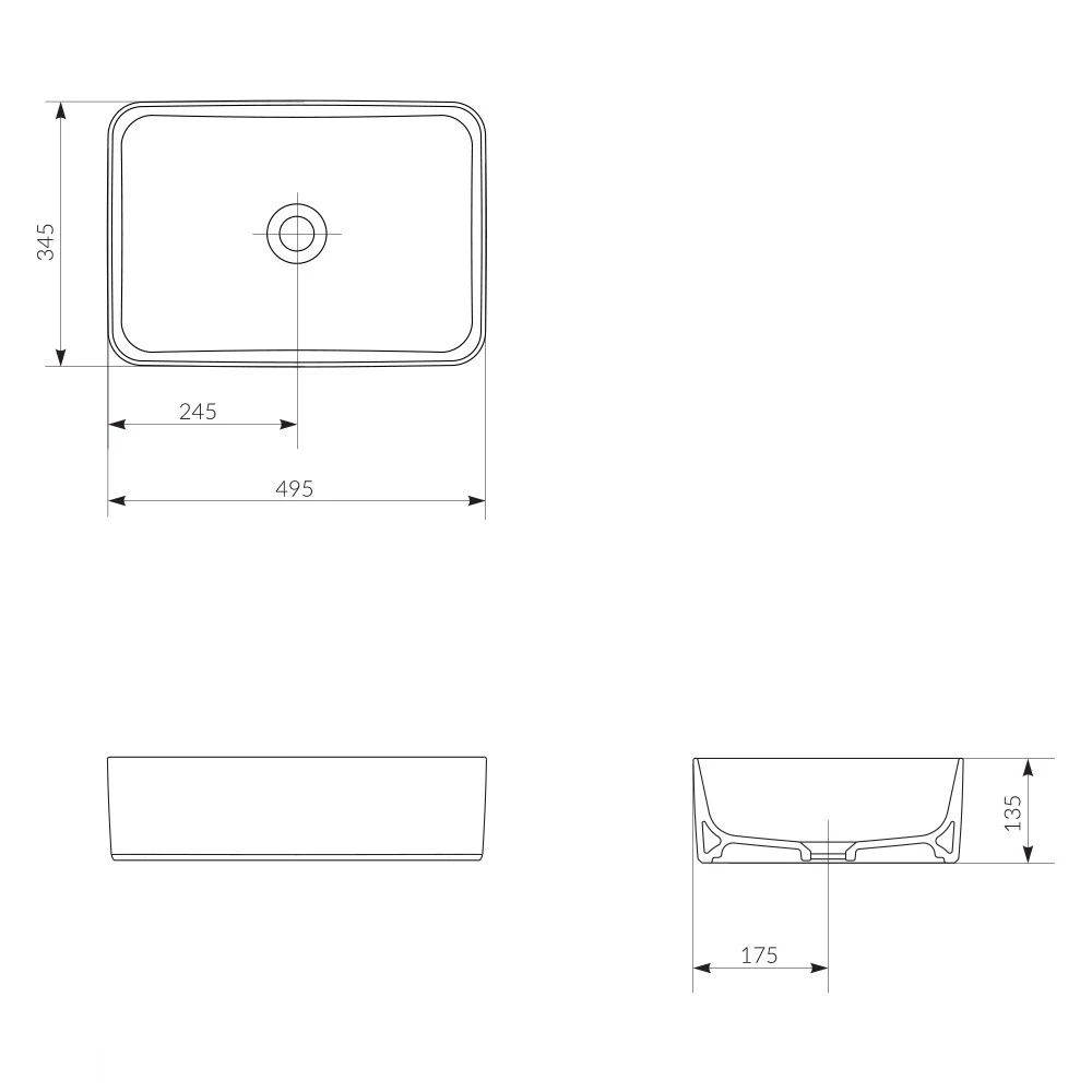 Lavoar aplicat cersanit crea 495x345x135 dreptunghiular 4