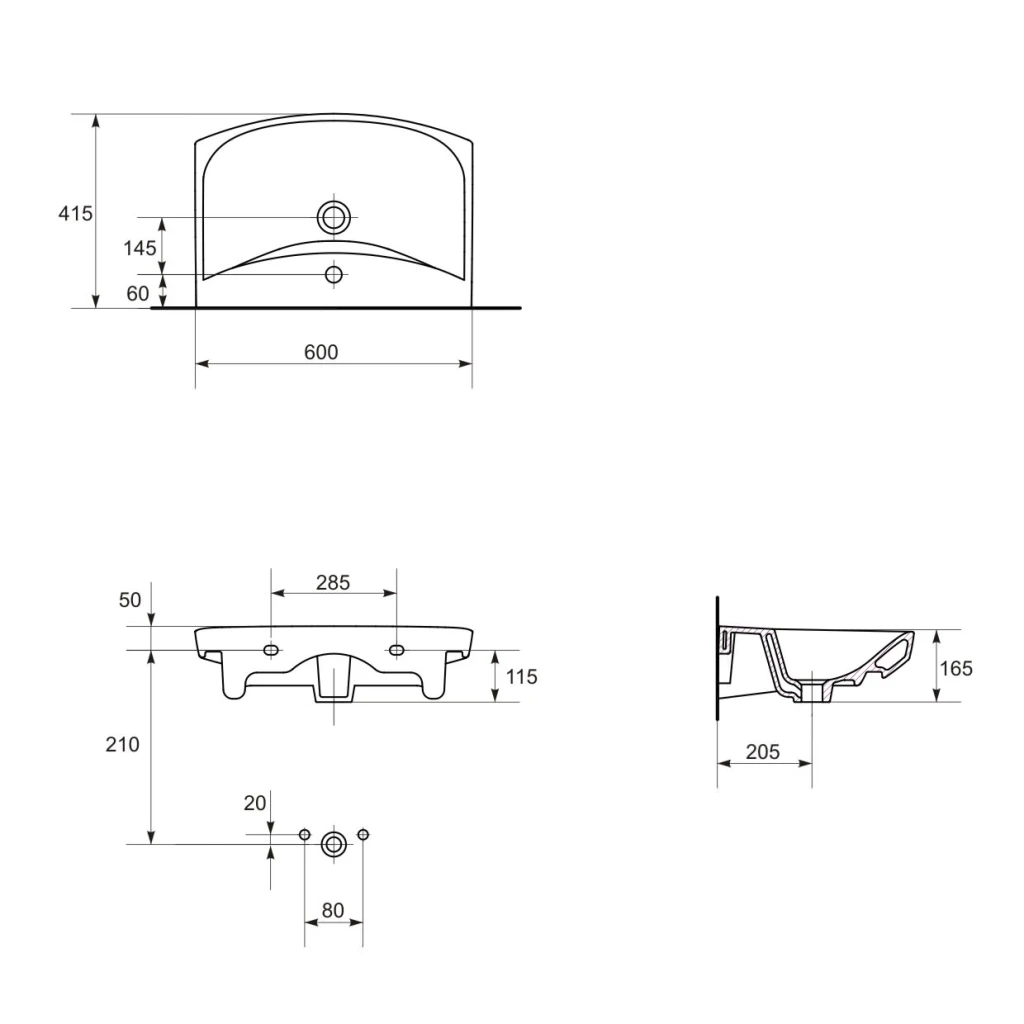 Lavoar aplicat cersanit carina 600x415x165 3