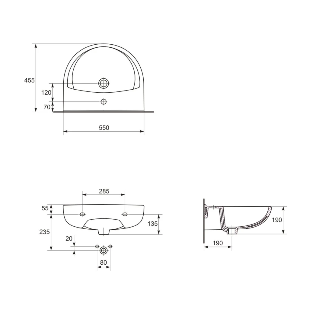 Lavoar suspendat cersanit president 550x455x190 3
