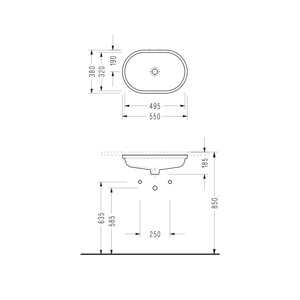Lavoar sub blat serel aldo 550x380x185 oval 3