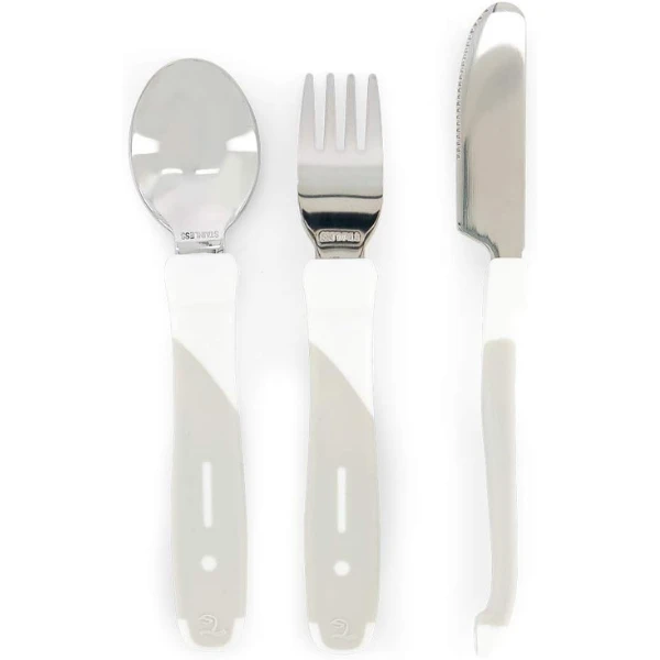 Tacâmuri de antrenament twistshake din inox, 12+ luni, gri-alb 2