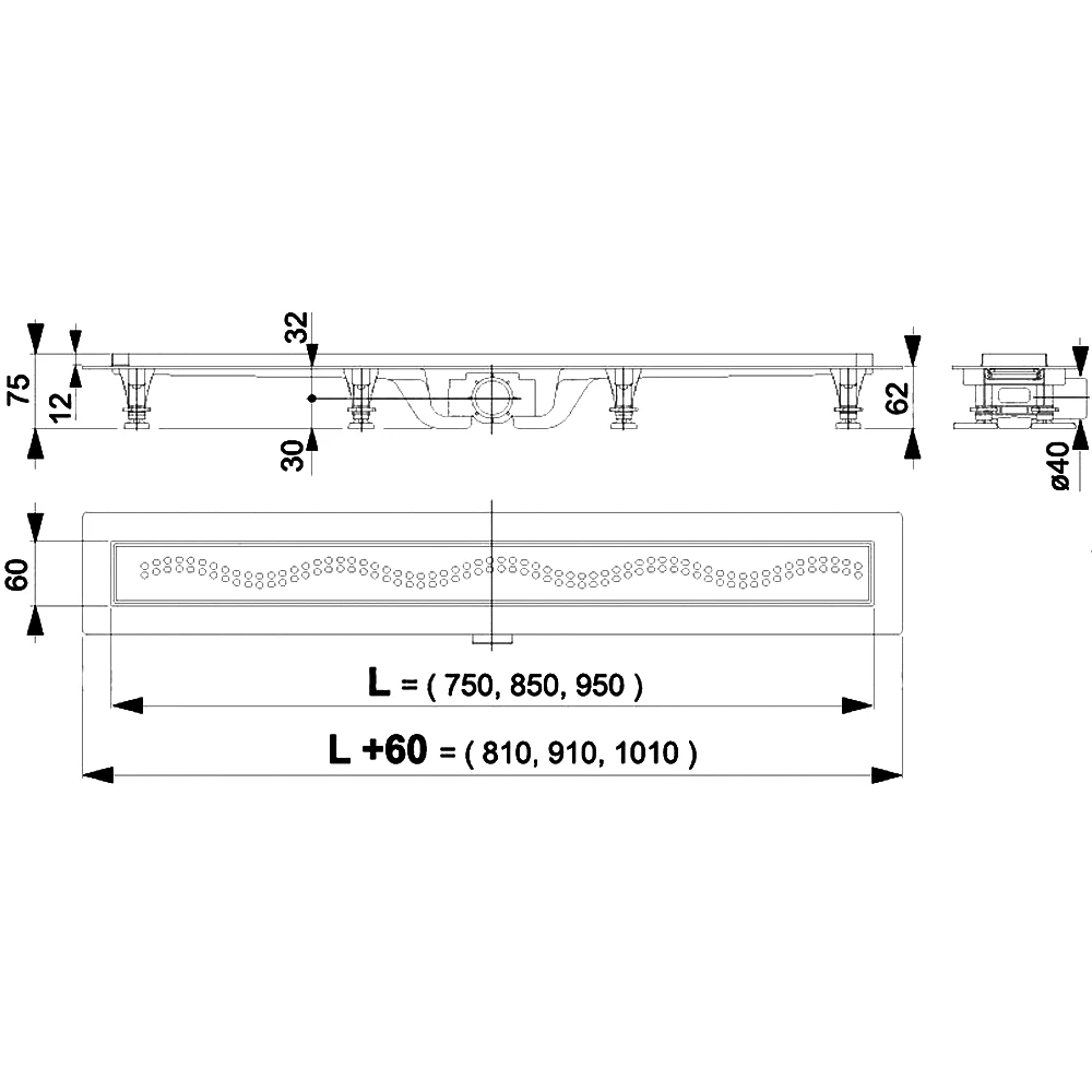 Rigola de duş alca apz9-750m set 2