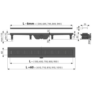 Водоотводящий желоб alcaplast apz10black-650m комплект Thumbnail 2