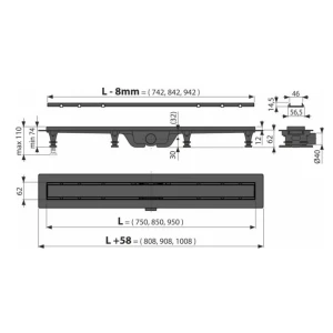 Rigola de duş alca apz19black-750 set Thumbnail 2