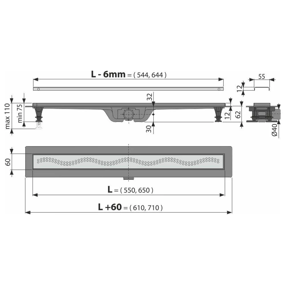 Rigola de duş alca cpz8-650m set 2