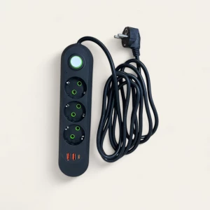 УДЛИНИТЕЛЬ НА 3 РОЗЕТКИ, 2 USB-ПОРТА И 1 ПОРТ ТИПА C (ЧЕРНЫЙ)