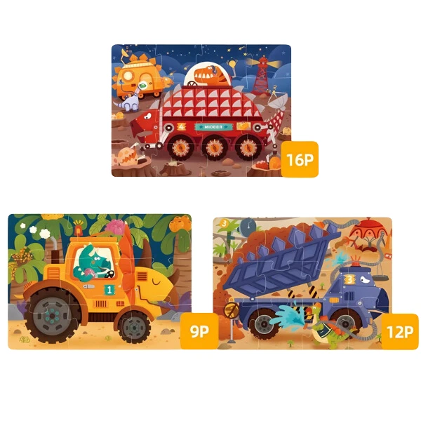 Puzzle level up „dinozauri - echipamente de construcție”, nivelul 2 2