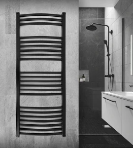 Uscător prosoape pe bază de apă hirapan black 500x1200 oţel negru