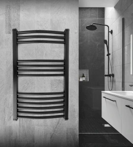 Uscător prosoape pe bază de apă hirapan black 500x800 oţel negru