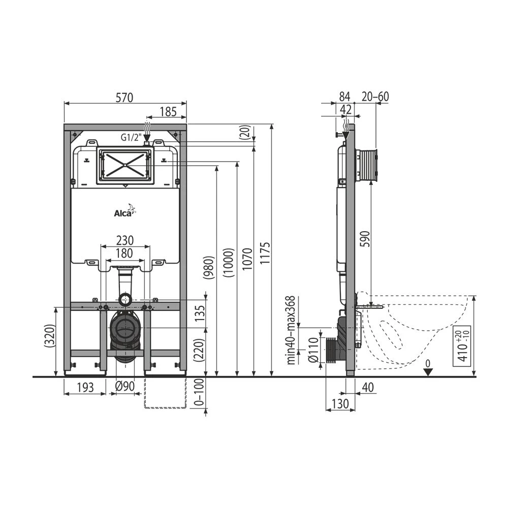 Скрытая система инсталляции alcaplast sadromodul slim am1101/1200 2