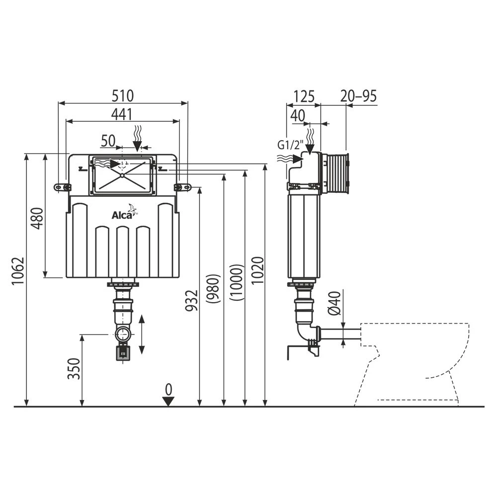 Rezervor wc încastrat alcaplast basicmodul am112 2