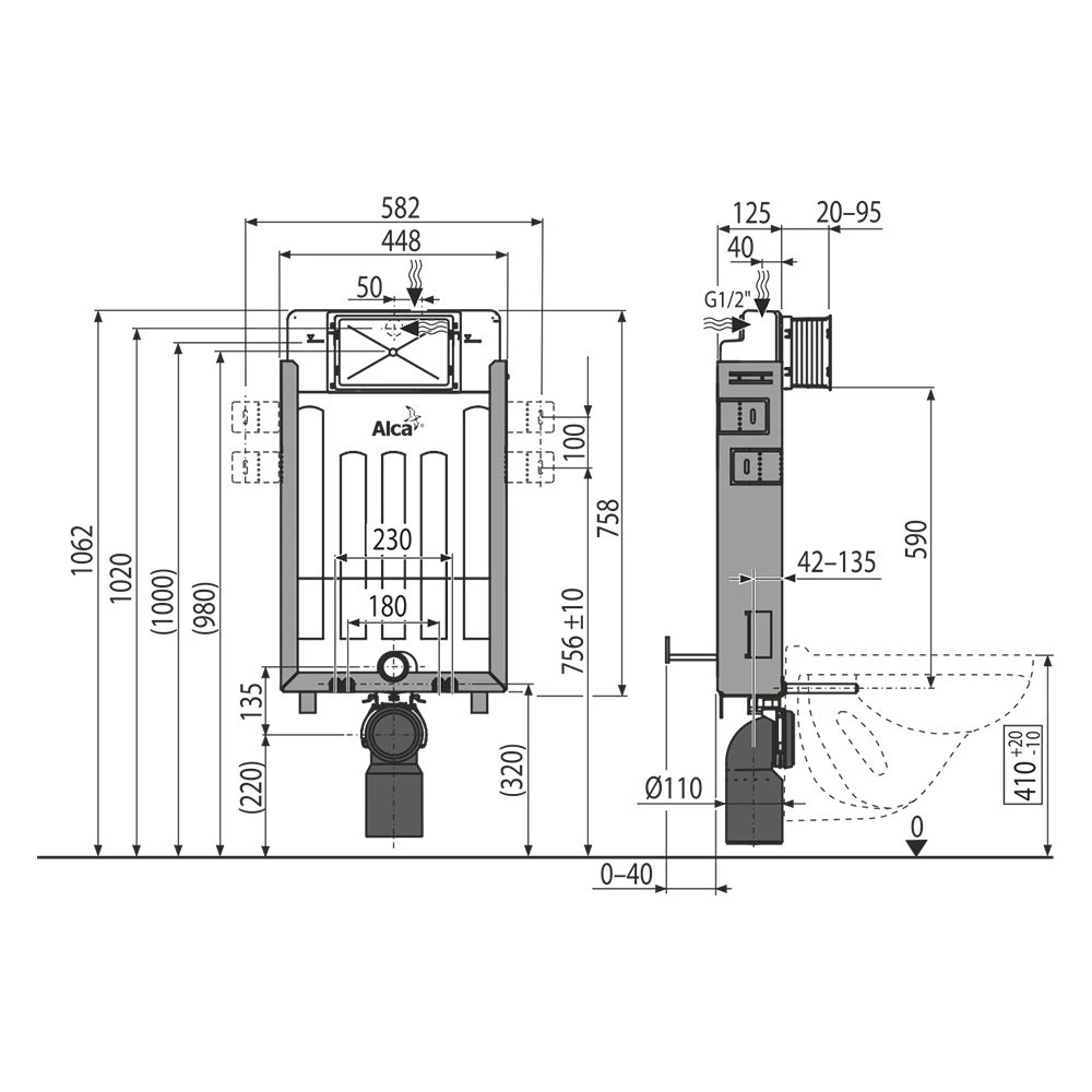Sistem de instalare ascuns alcaplast renovmodul am115/1000 2