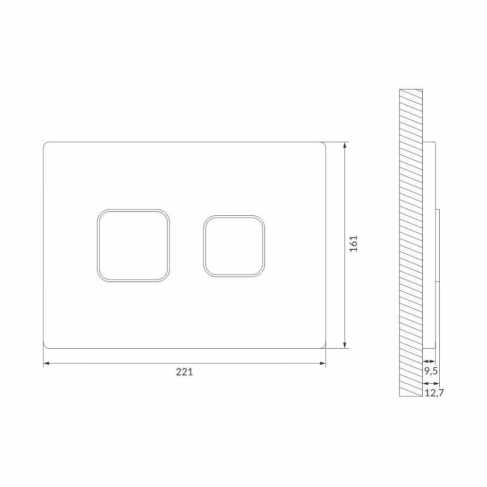 Кнопка смыва cersanit accento square black пластик черный 2