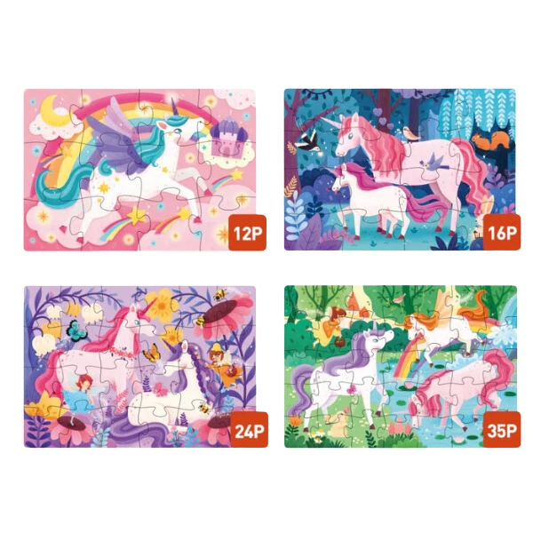 Seria de puzzle-uri „unicorn”, 4 în 1 2
