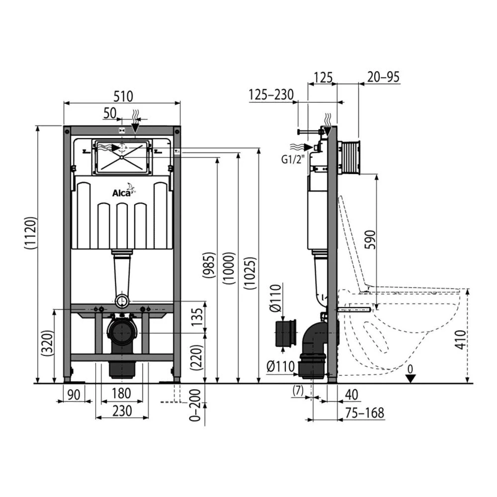 Скрытая система инсталляции alcaplast sadromodul am101/1120 2