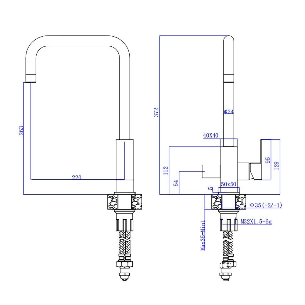 Baterie chiuvetă mat|eco yago 1150 pentru filtru 2 în 1 înalt nichel periat 2