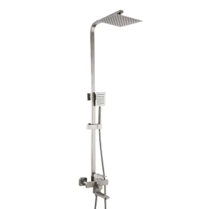 Смеситель с душевой колонной mat|eco inox cubo поворотный излив