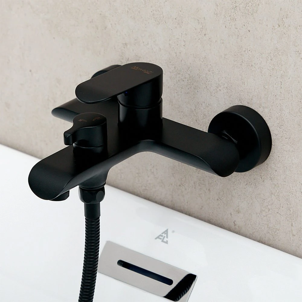 Baterie baie cu garnitură duș pe perete mat|eco neve negru mat 3