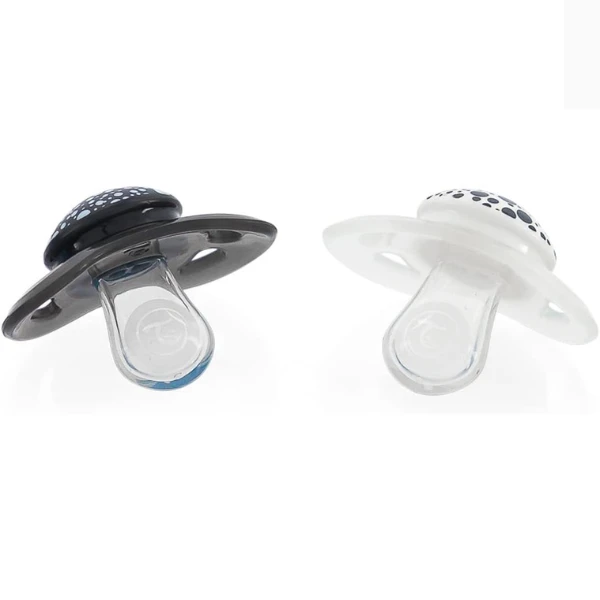 Set de 2 suzete din silicon în formă ortodontică, neagră și albă, 6+ luni 3