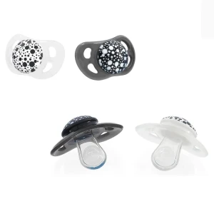Set de 2 suzete din silicon în formă ortodontică, neagră și albă, 6+ luni Thumbnail 2