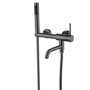 Baterie baie cu garnitură duș pe perete mat|eco steel gri închis