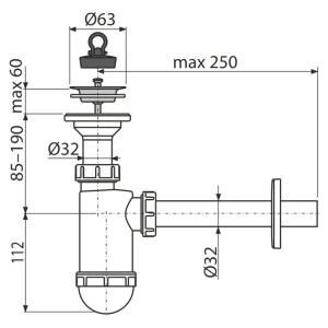 Сифон для умывальника alcaplast a410 63" 32 Thumbnail 2