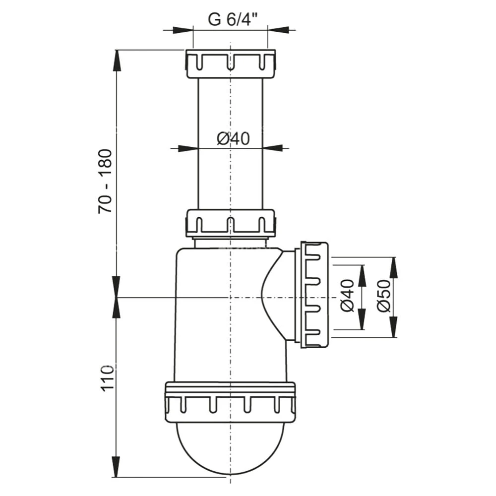 Sifon pentru chiuvetă alca a443 1 1/2" 40 2