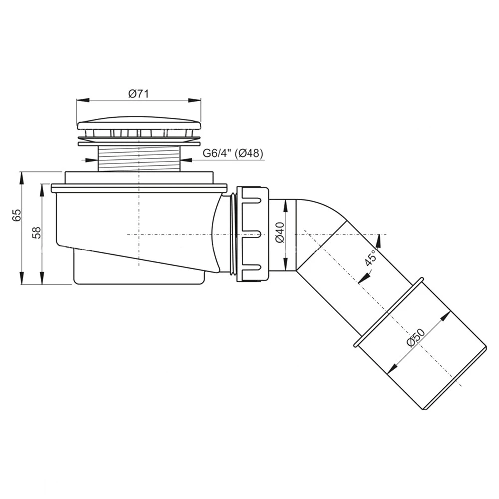 Sifon pentru cădiță de duș alca a471cr-50 71" 50 alb 2