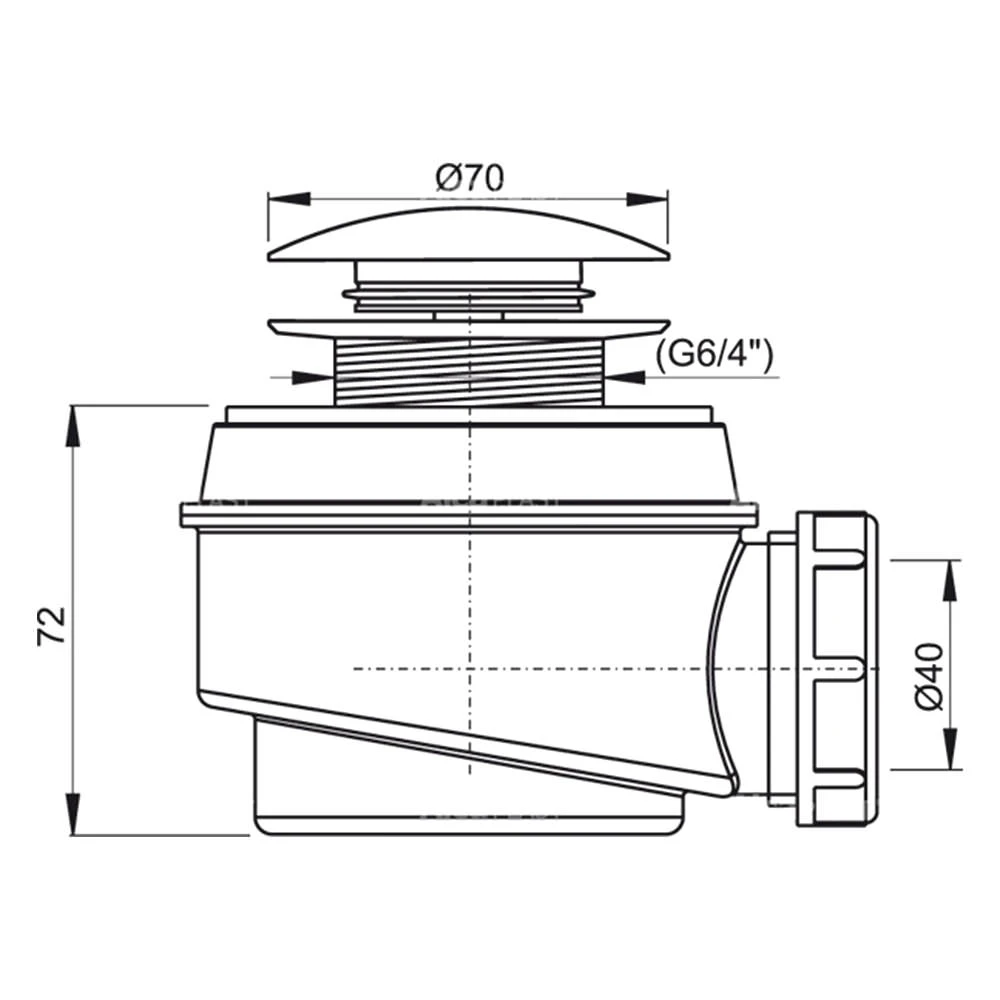 Sifon pentru cădiță de duș alca a465-50 70" 40 click-clack 2