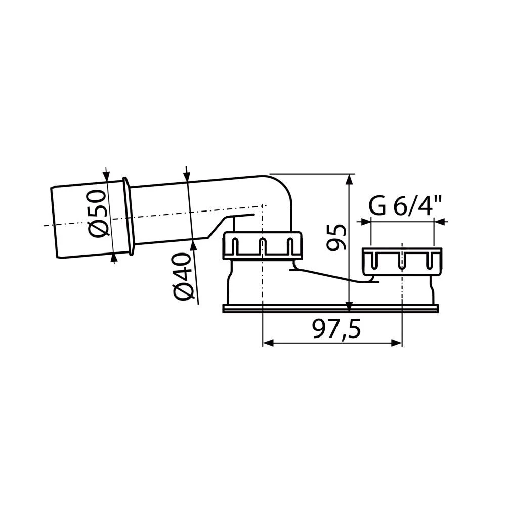 Sifon pentru cadă alca a532-dn50 1 1/2" 50 etanșare redusă 2