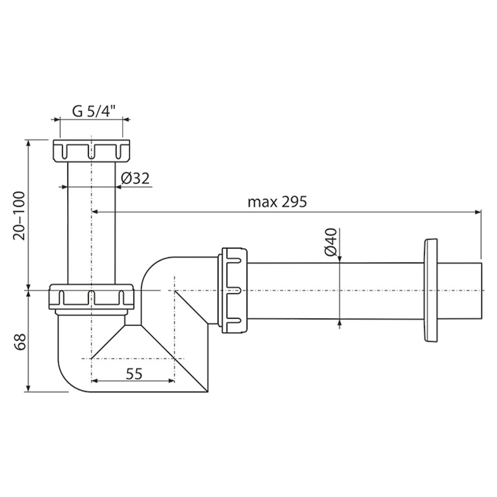 Sifon pentru bideu alca a45f-dn40 1 1/4" 40 2