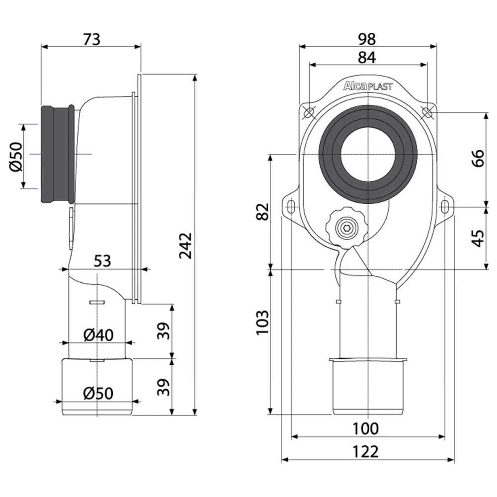 Sifon pentru pisoar alca a45c 2" 40 2