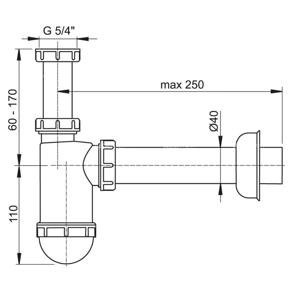 Sifon pentru lavoar alca a43 1 1/4" 40 2