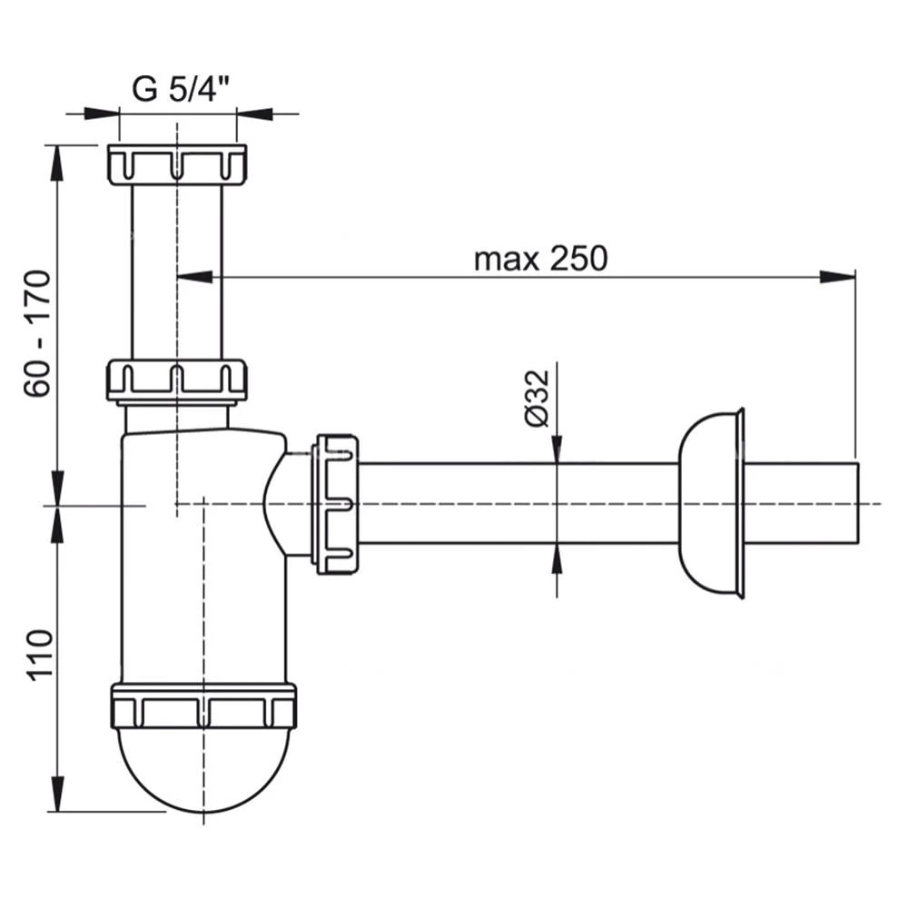 Sifon pentru lavoar alca a430 1 1/4" 32 2