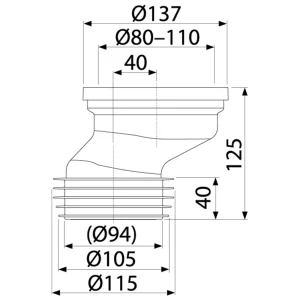 Cot pentru wc alca a991-40 d110 excentric Thumbnail 2