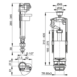 Set armatura alca sa2000s 1/2" 6 l / stop alimentație inferioară Thumbnail 2