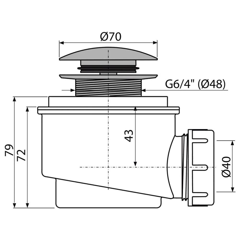 Sifon pentru cădiță de duș alca a465c-50 70" 50 click-clack 2
