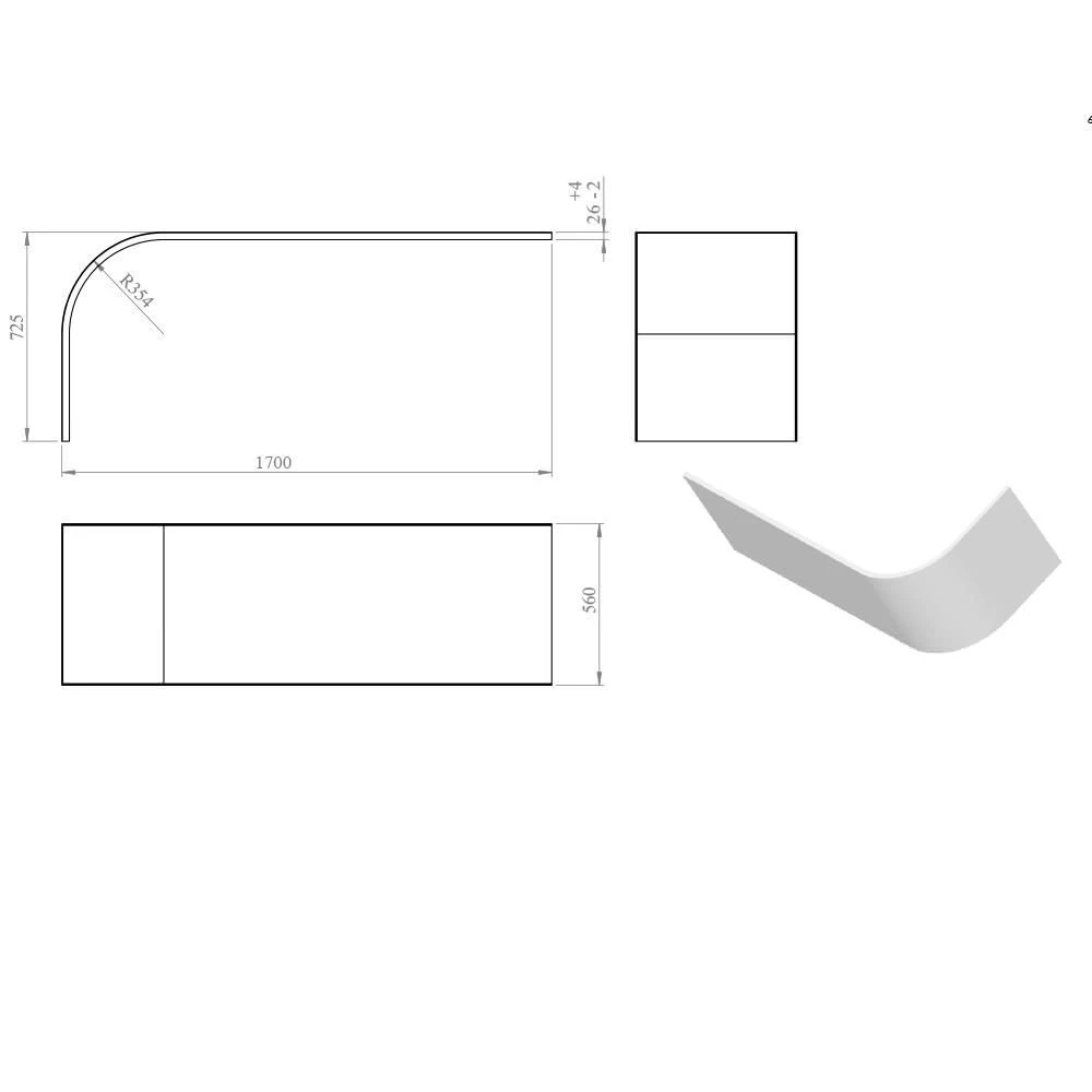 Panou pentru cadă bonito home vella 2 1700x725 stânga / dreapta acril 2