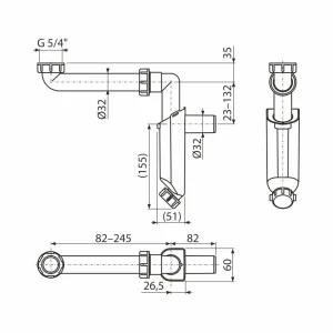 Сифон для умывальника alca a43s-dn32 1 1/4" 32 Thumbnail 2