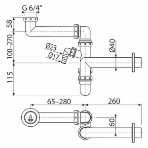 Sifon pentru chiuvetă alca a872p 1 1/2" 40 cu legătură la mașina de spălat Thumbnail 2