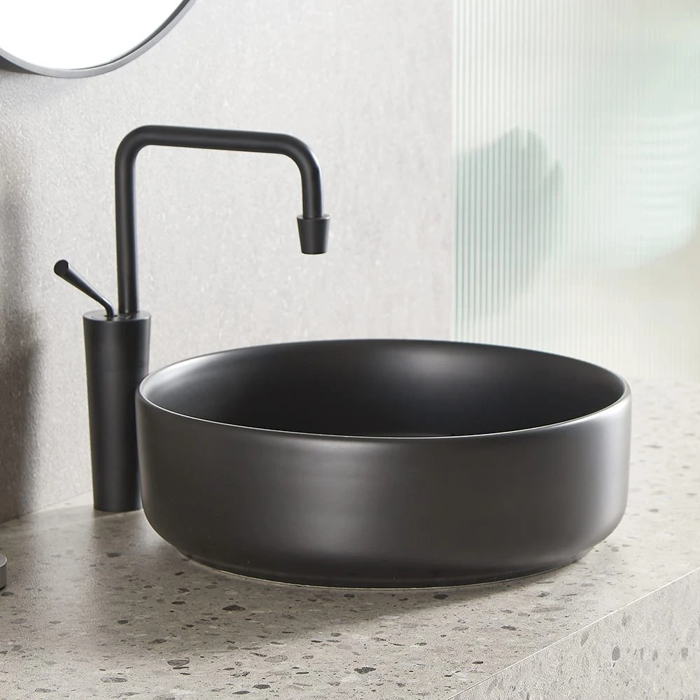 Lavoar aplicat nomi centro 355x355x120 rotund matte black 2