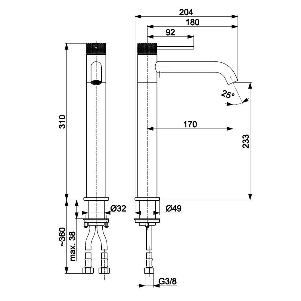 Смеситель для умывальника на столешницу armatura moza 316 l inox 5