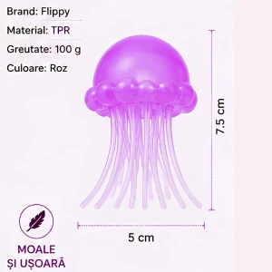 Jucărie antistres squishy flippy meduză cu tentacule flexibile, violet, 100 g Thumbnail 6